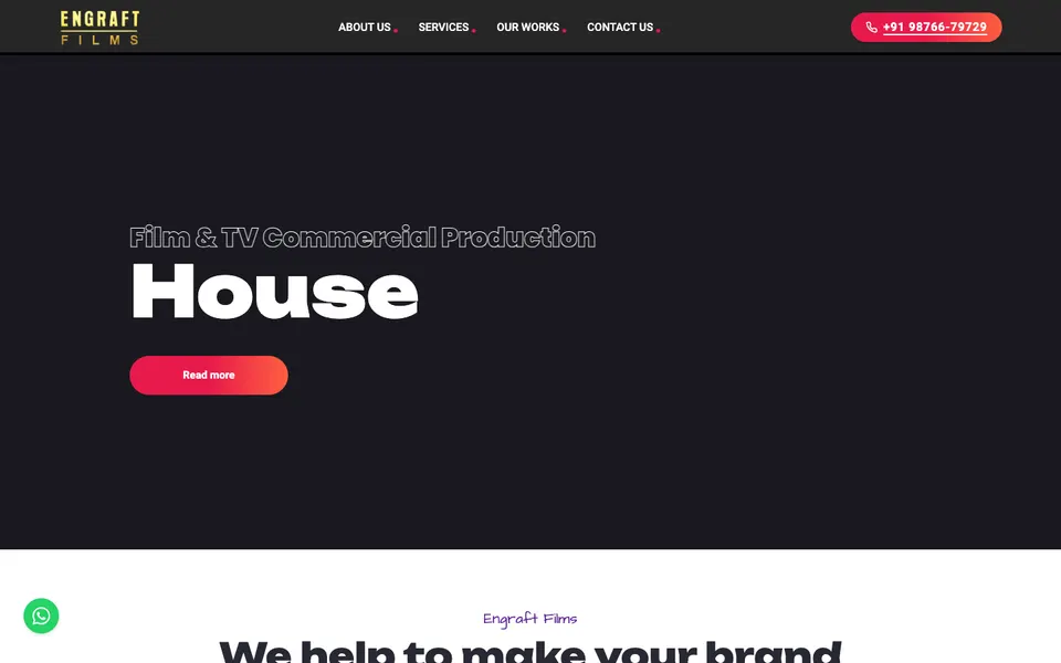 Home page of the Engraft Films website