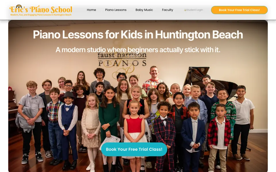 Home page of the Eric's Piano School website