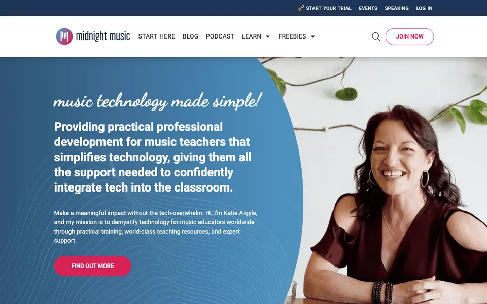 Home page of the Midnight Music website